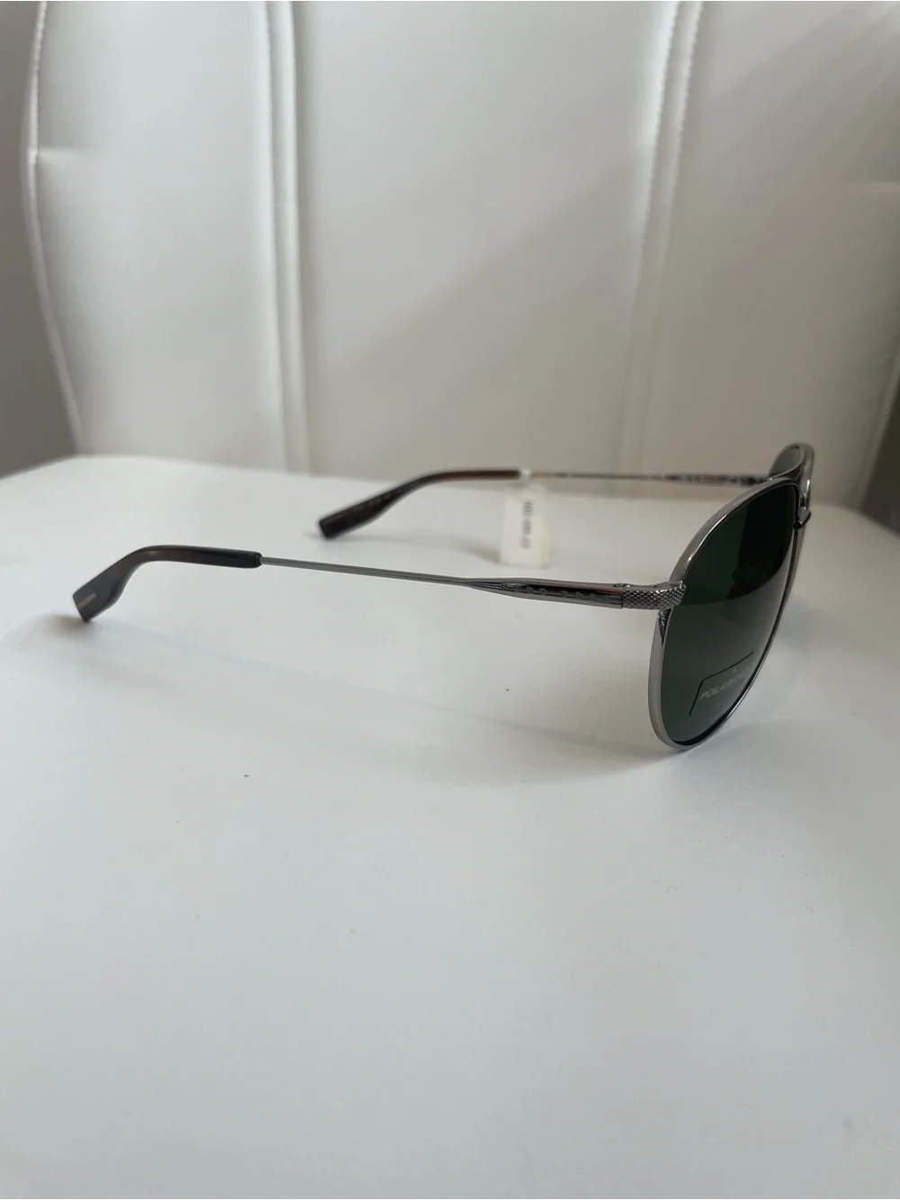 Boss Aviator Sunglasses with Dark Green Lenses and Silver Frame